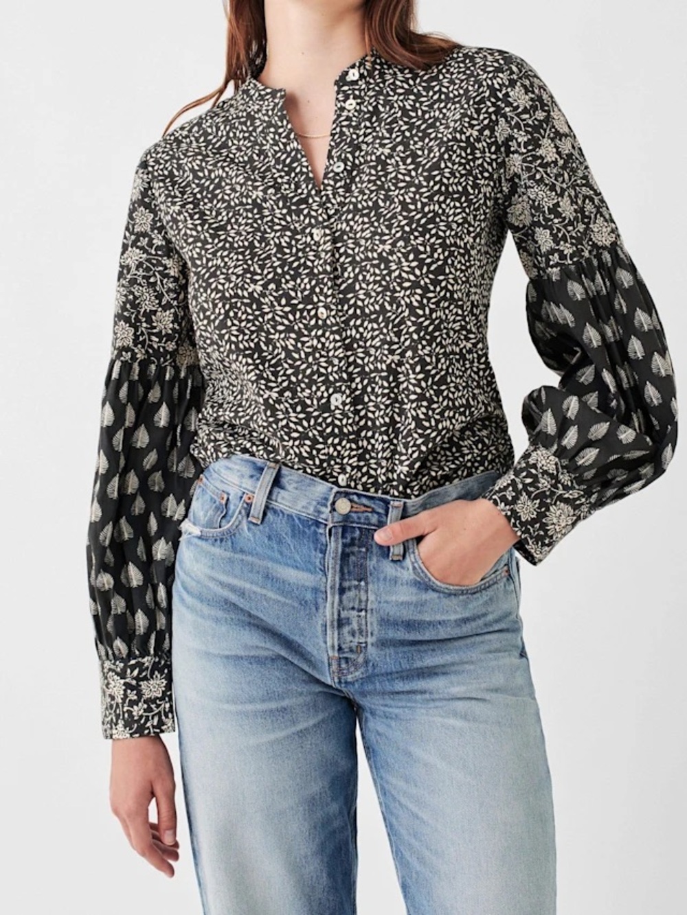 NEW Faherty Organic Cotton Adalyn Top Leaf Batik Button Up Blouse NWT.  Sk20